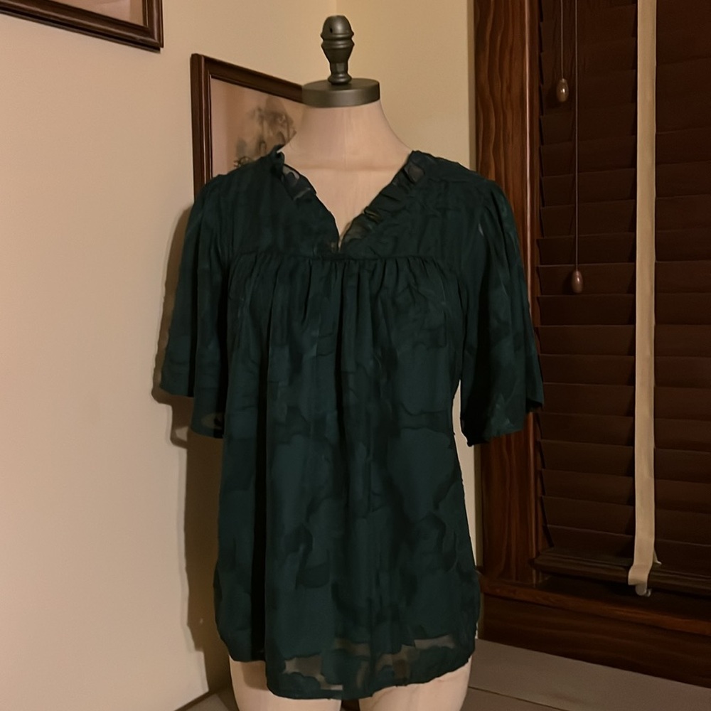 Green Blouse with Floral Pattern
